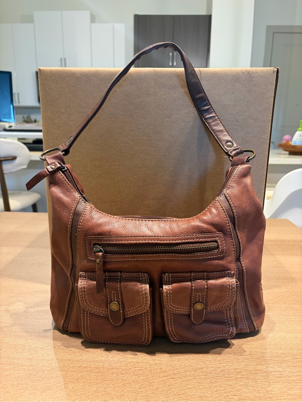 100% Genuine Leather Brown Shoulder Bag